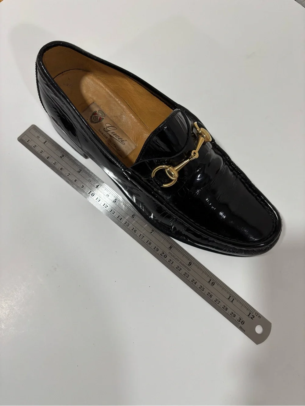 Gucci Black Patent Leather Horsebit Mens Loafers 9.5 US 43 M